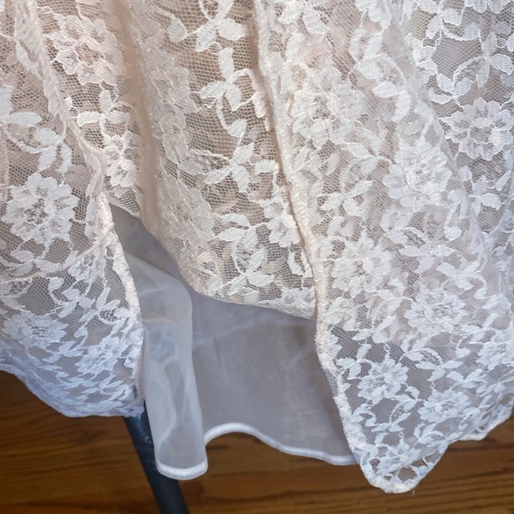 Deena Vintage Nightgown - Blush Pink lace sheer midi length long sleeveless Sz L - Picture 10 of 12